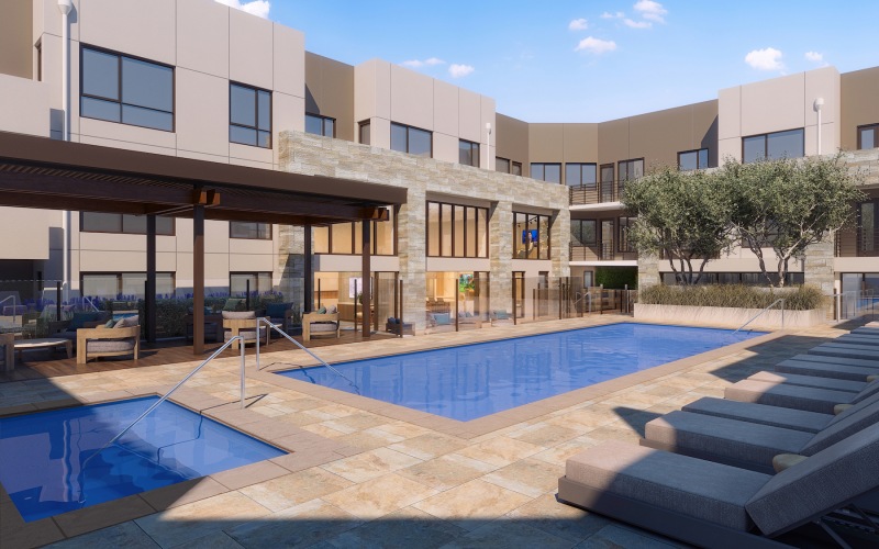 rendering of pool showing spacious areas